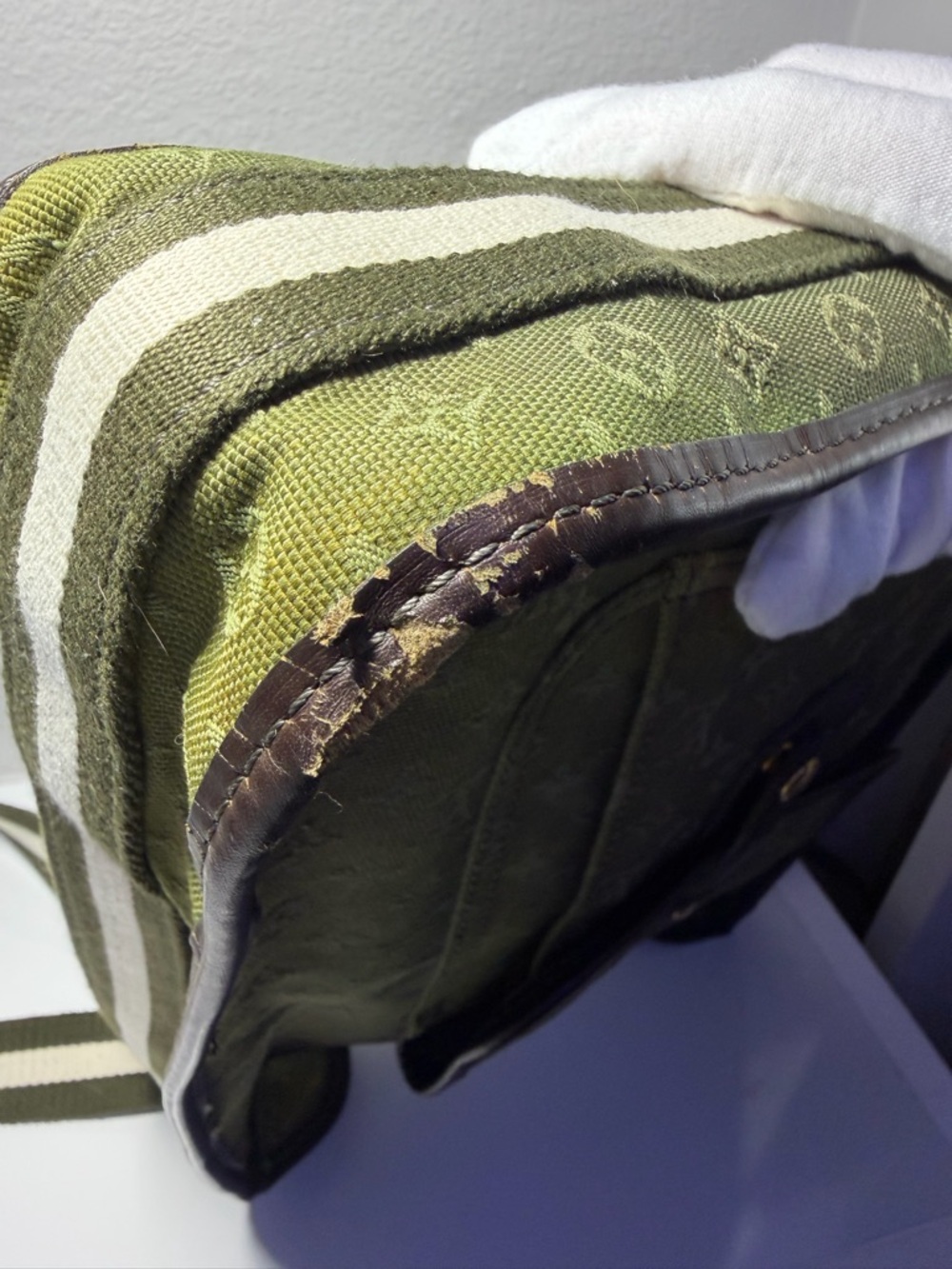 Louis Vuitton Mini Lin Monogram Shoulder Bag in Olive Green - Picture 7 of 17